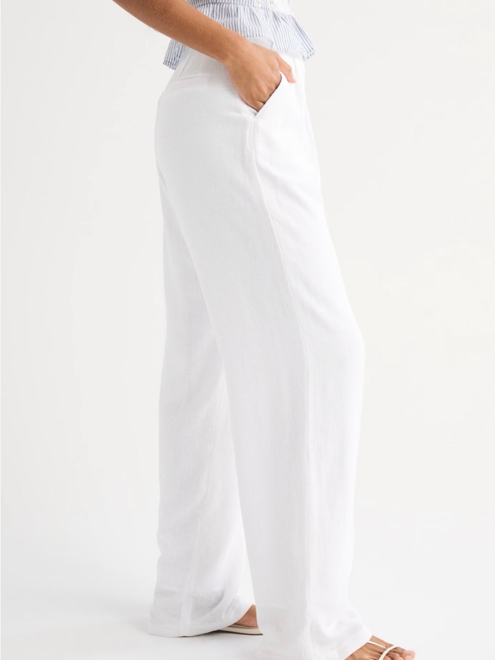 Abercrombie & Fitch White Sloane Wide-Leg Linen Pants - Size 25/0